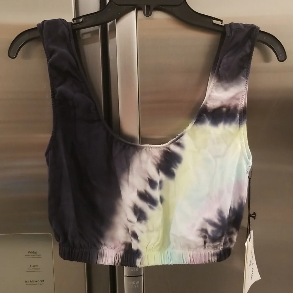 💕ELECTRIC & ROSE💕 Linda Crop Top ~ Onyx Lavender Glow Tie Dye Pattern XS NWT - Picture 6 of 14